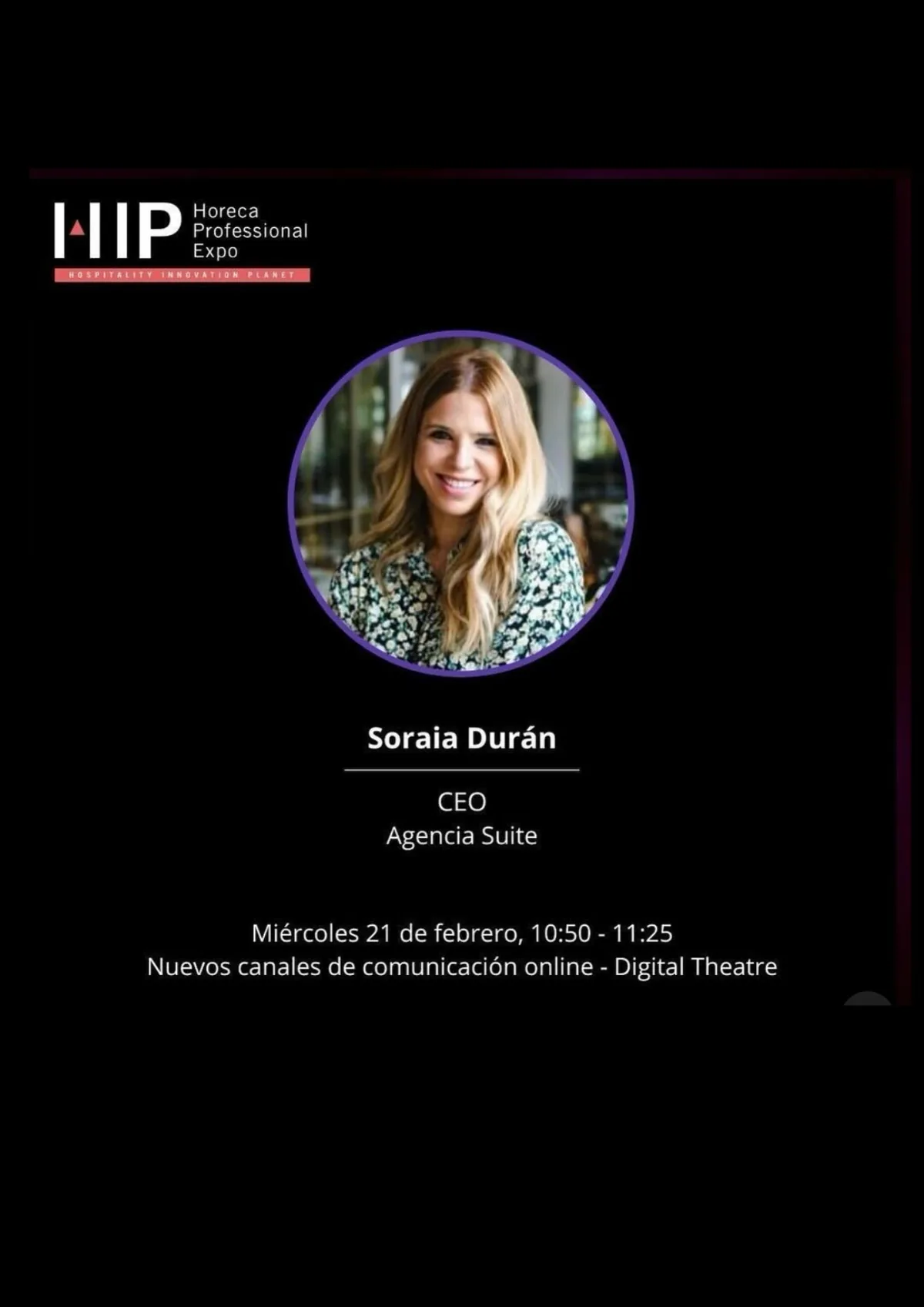 HIP 2024: ponencia Nuevos canales de comunicación online con Soraia Durán en el Digital Theatre